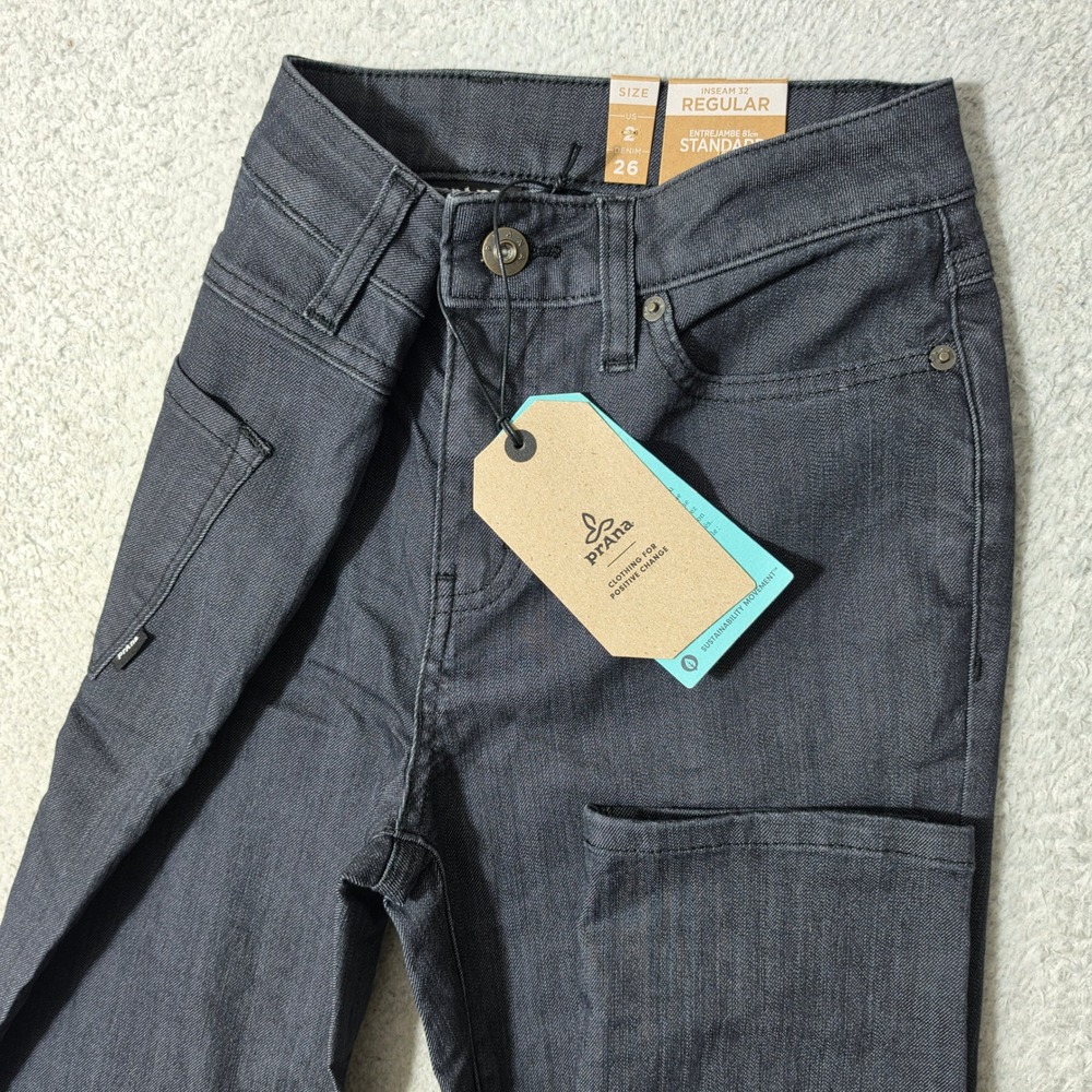 NEW! Prana Kayla High Rise Jean Womens 2 26/32 Dark Grey Stretch‎ 5-Pocket Denim
